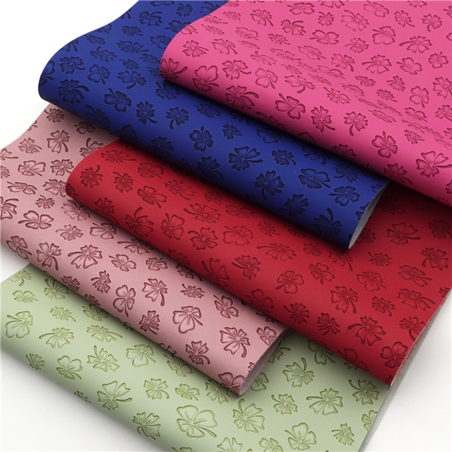 synthetic leather plain flowers indentation faux leather 
