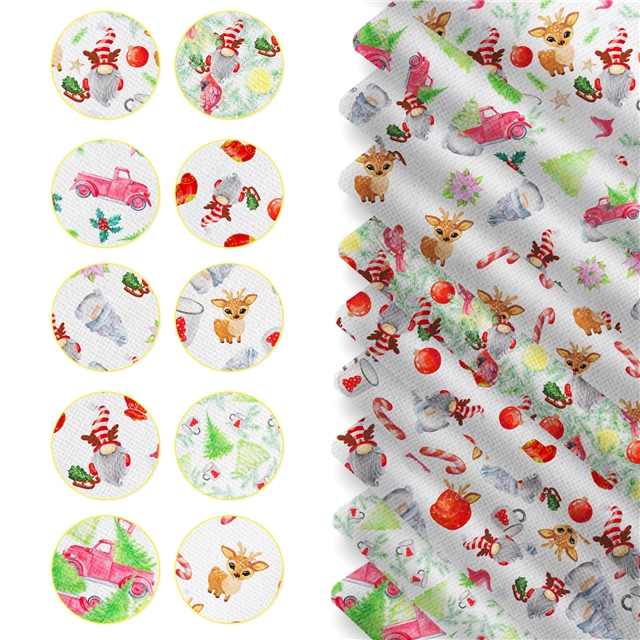 polyester cotton christmas series polyester cotton fabric set (10 pcs/set)