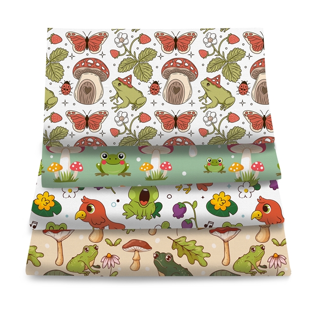 polyester cotton frog series polyester cotton fabric set (4 pcs/set)
