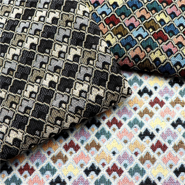 ethnic style geometric diamond patterned jacquard fabric