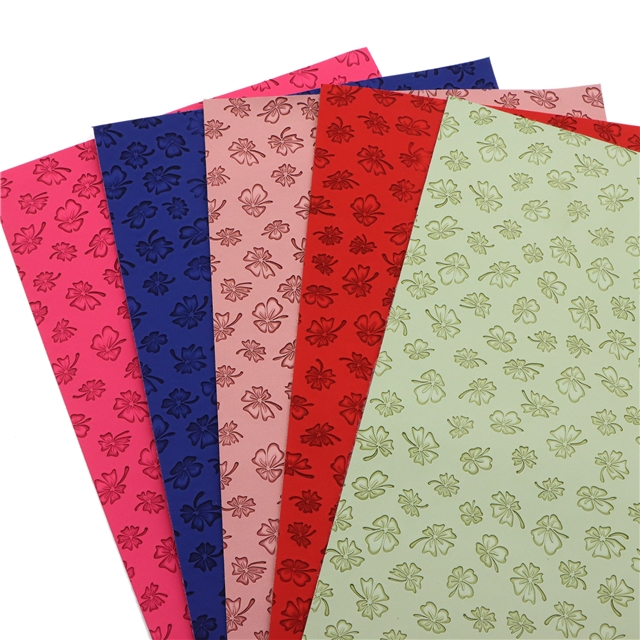synthetic leather plain flowers indentation faux leather 