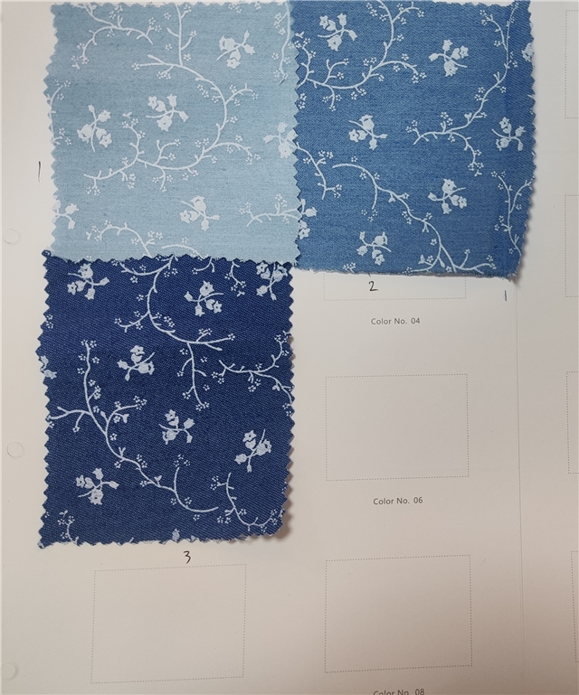 offset printed flower denim fabric