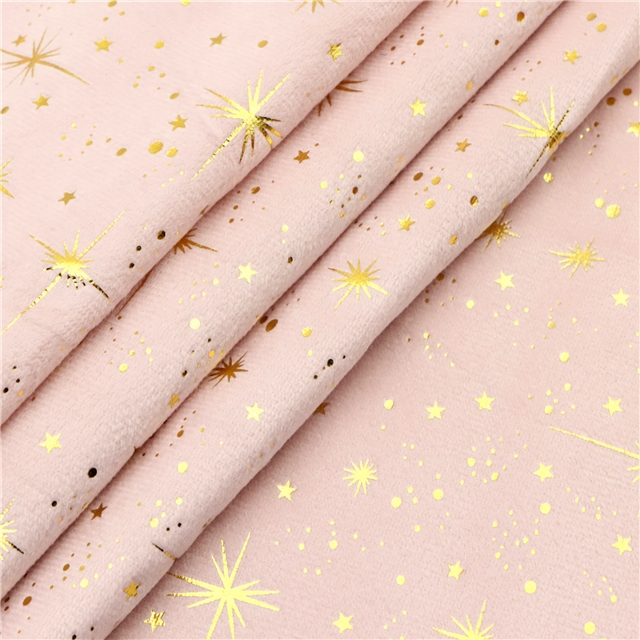 hot stamping dot star short plush fabric 7#pink,50*150cm(19.7*59.1