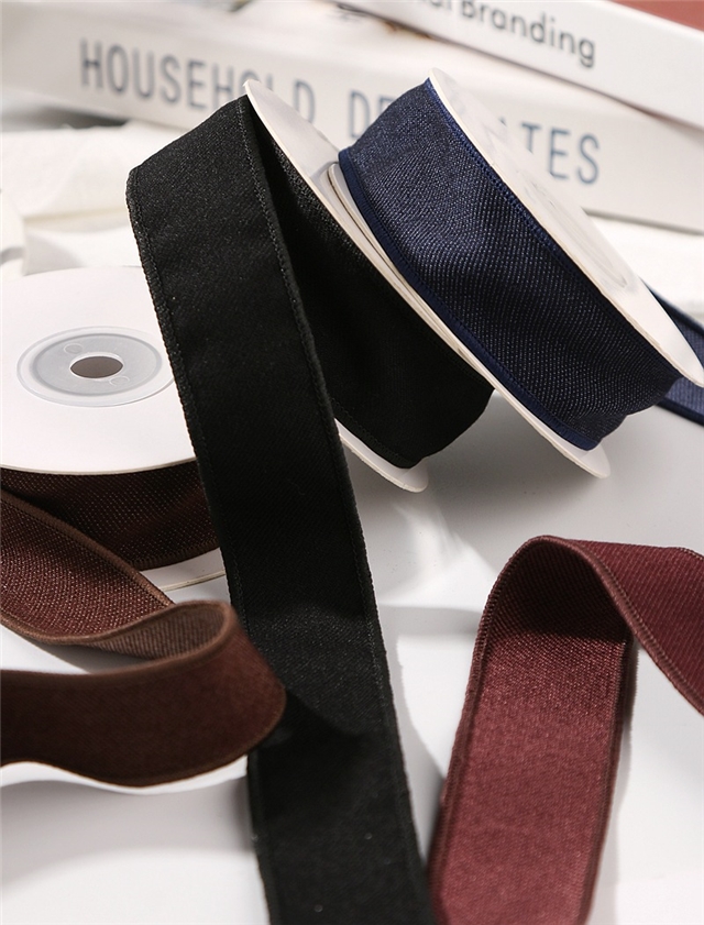 thick solid color woven tape with diagonal edge pressing