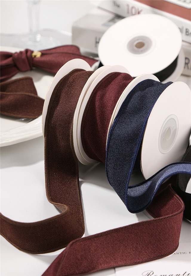 thick solid color woven tape with diagonal edge pressing