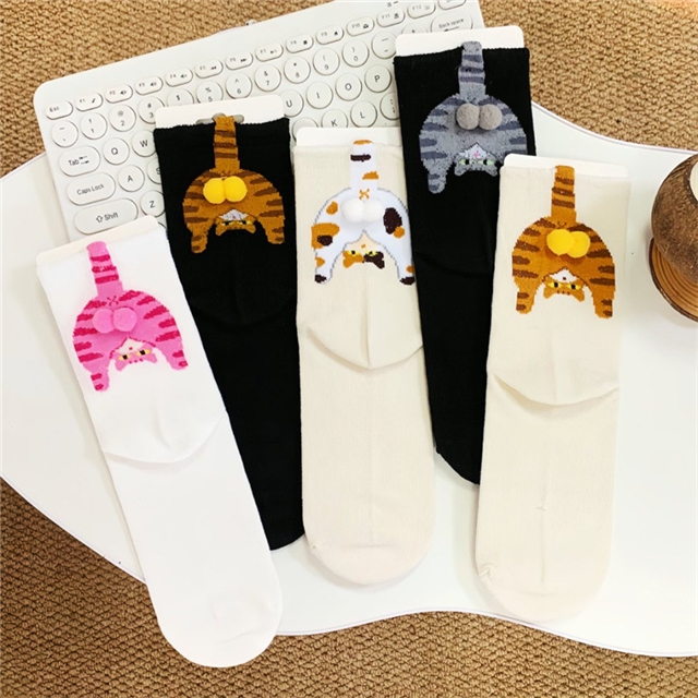 free size cute cat series tube socks