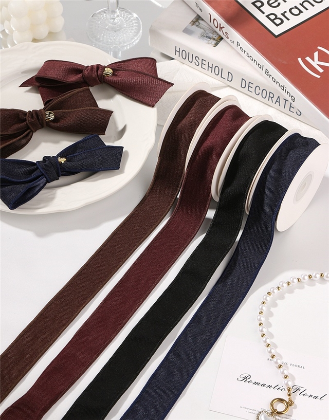 thick solid color woven tape with diagonal edge pressing