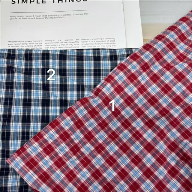 polyester cotton yarn dyed checkered fabric