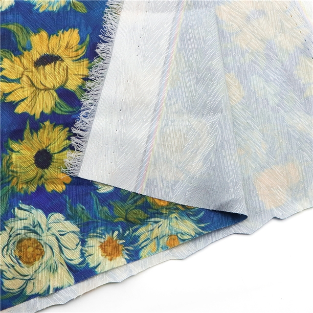 painting style flower herringbone pattern twill 100％ polyester fabric