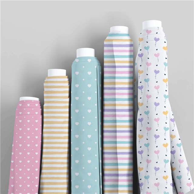 polyester cotton striped dot heart series polyester cotton fabric set (8 pcs/set)