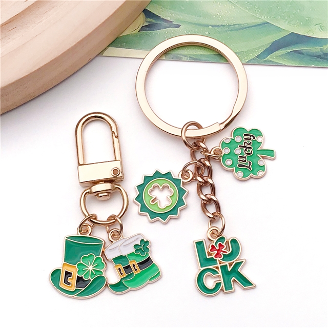 zinc alloy st patricks shamrock drop oil alloy pendant