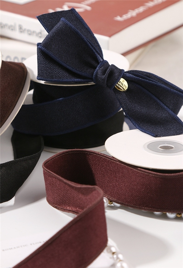 thick solid color woven tape with diagonal edge pressing