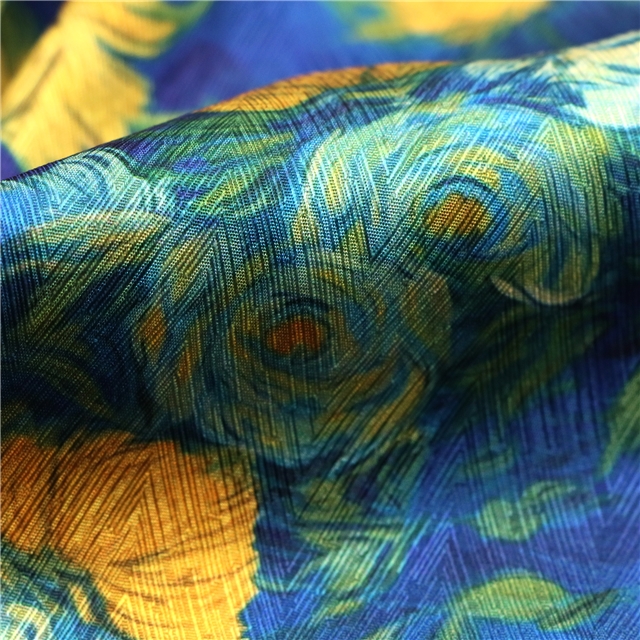 painting style flower herringbone pattern twill 100％ polyester fabric
