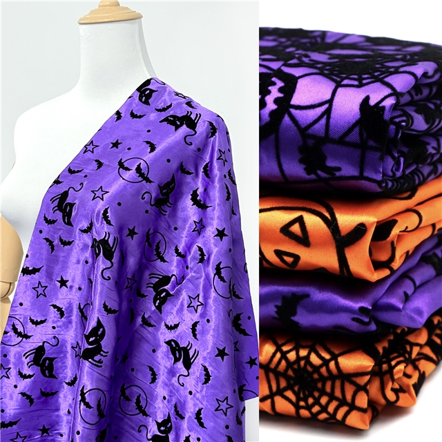 halloween series velvet satin fabric