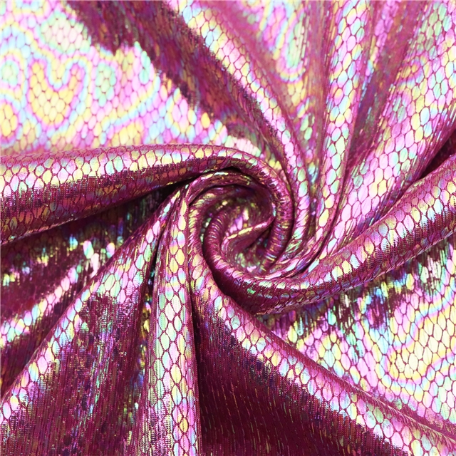 colorful iron plated snake pattern polyester fabric