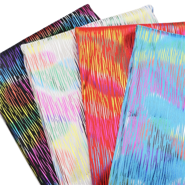 colourful gold hot stamping colorful striped knitted fabric
