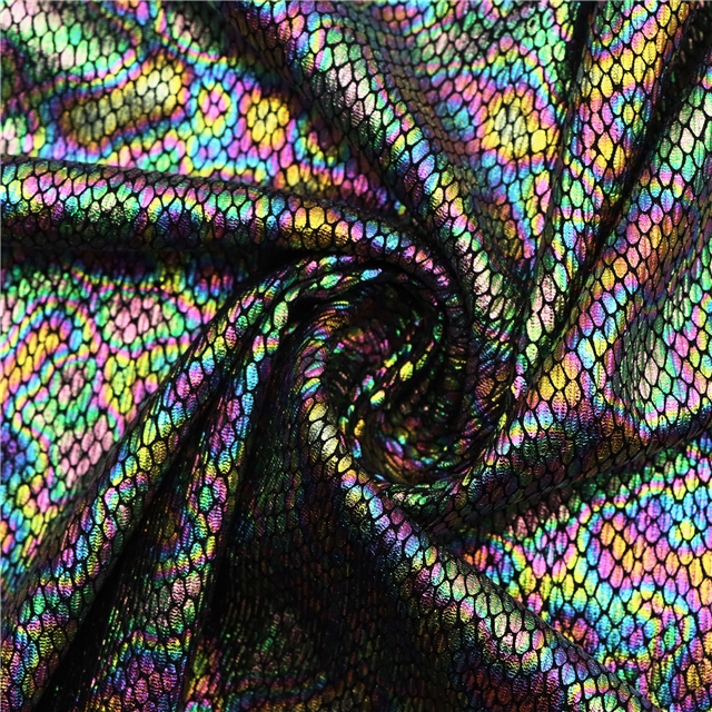 colorful iron plated snake pattern polyester fabric