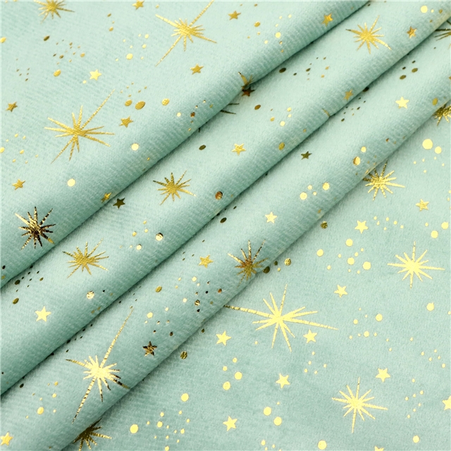 hot stamping dot star short plush fabric 6#green,50*150cm(19.7*59.1