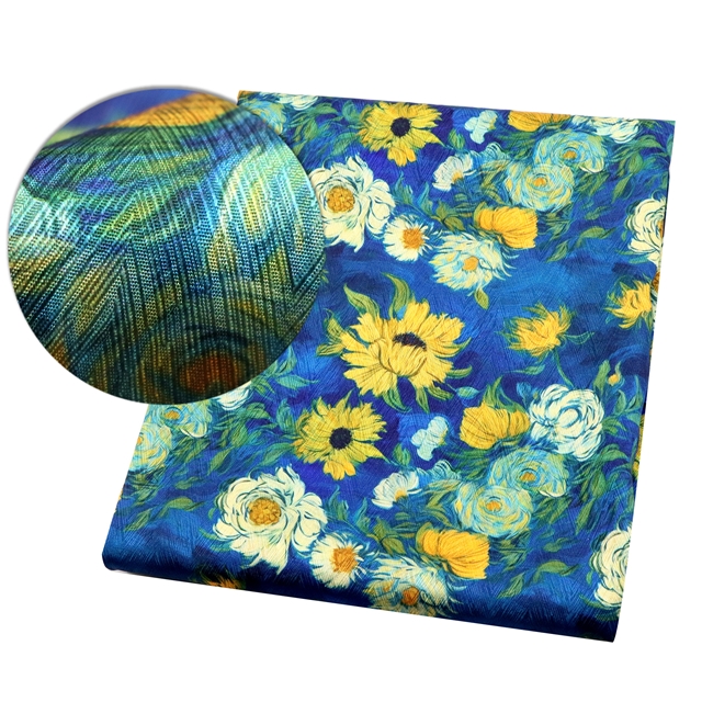 painting style flower herringbone pattern twill 100％ polyester fabric