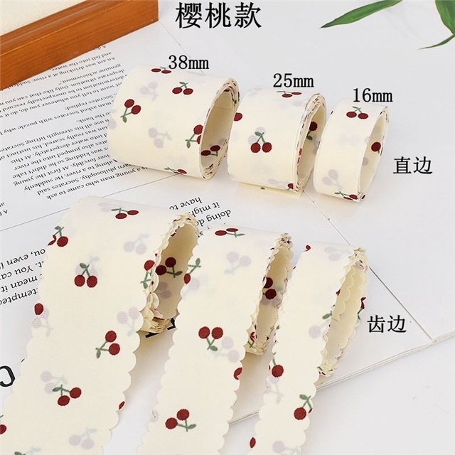 cherry heart flower printed ribbon