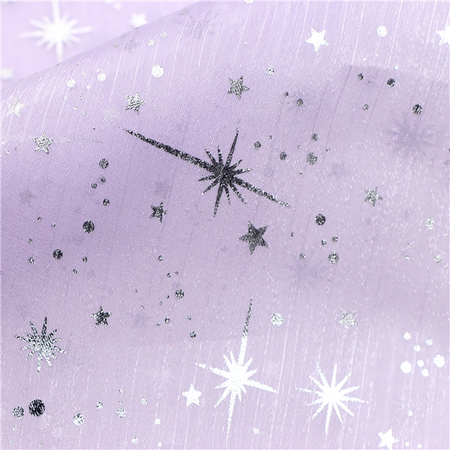 silver hot stamping star organza fabric light purple,50*150cm(19.7*59.1