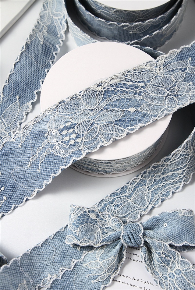 dyeing glitter lace denim webbing