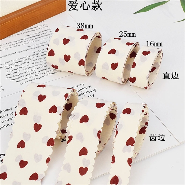 cherry heart flower printed ribbon