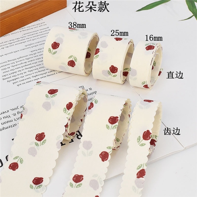 cherry heart flower printed ribbon