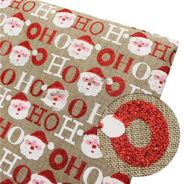 santa glitter ink printed imitation linen fabric 50*148cm(19.7*58.3