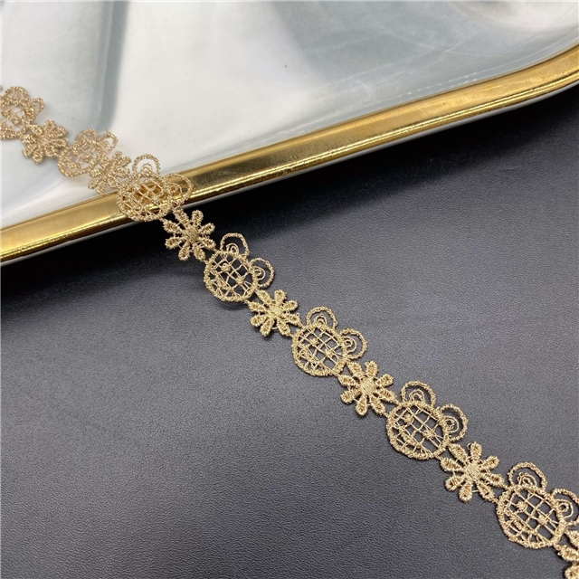 bow bear gold embroidered lace