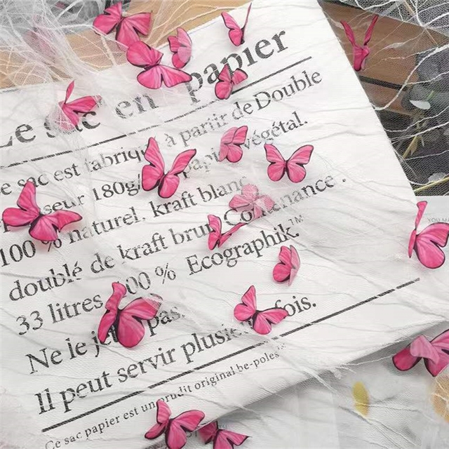 polyester yarn three dimensional butterfly embroidery lace mesh fabric