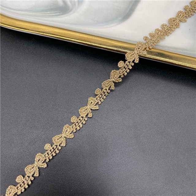 bow bear gold embroidered lace