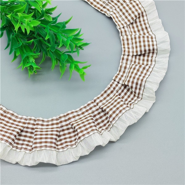 polyester plaid pleated lace