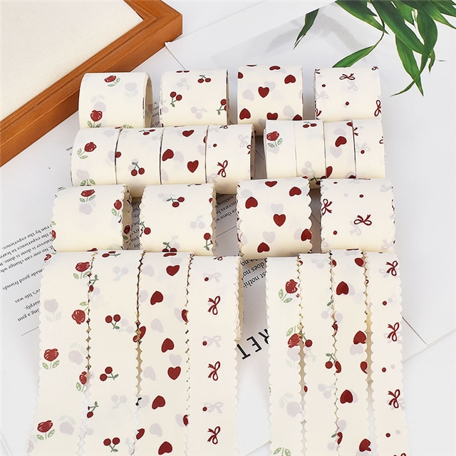 cherry heart flower printed ribbon