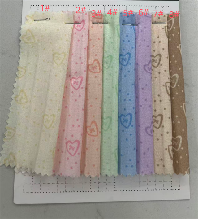 wave stripe printing heart bow polyester fabric