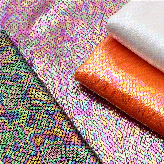 colorful iron plated snake pattern polyester fabric