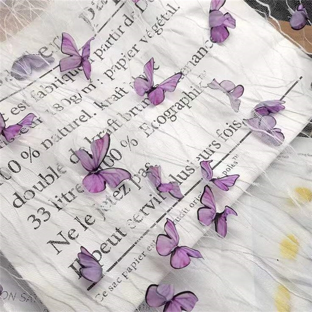 polyester yarn three dimensional butterfly embroidery lace mesh fabric