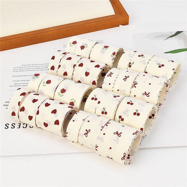 cherry heart flower printed ribbon