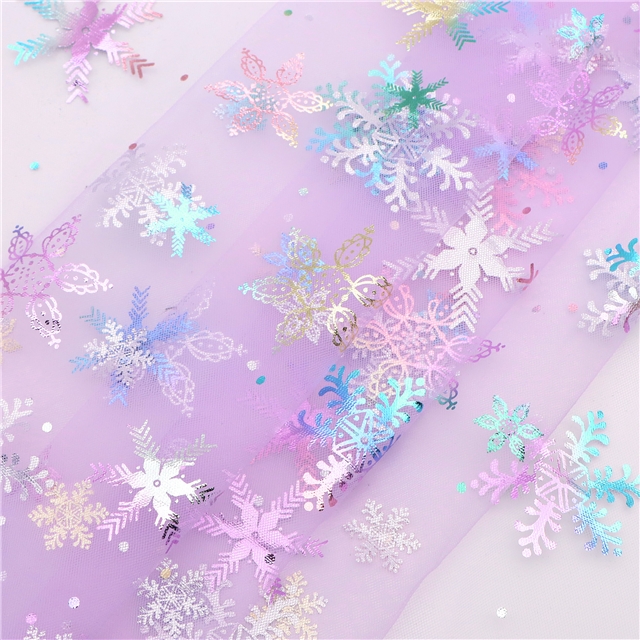 Nylon Colorful bronzing snowflake net yarn Light purple 50*160cm(19.7*63