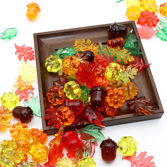 plastic/resin mixed thanksgiving plastic acrylic pumpkin acorn maple leaf ornament