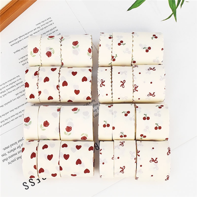 cherry heart flower printed ribbon