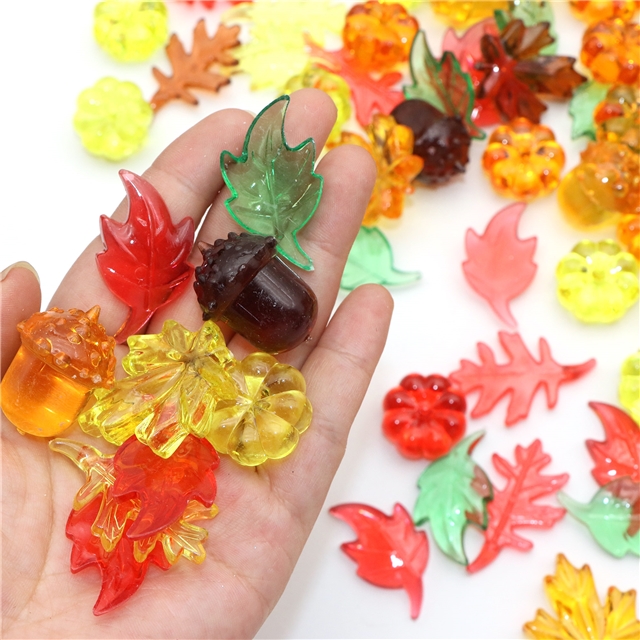 plastic/resin mixed thanksgiving plastic acrylic pumpkin acorn maple leaf ornament
