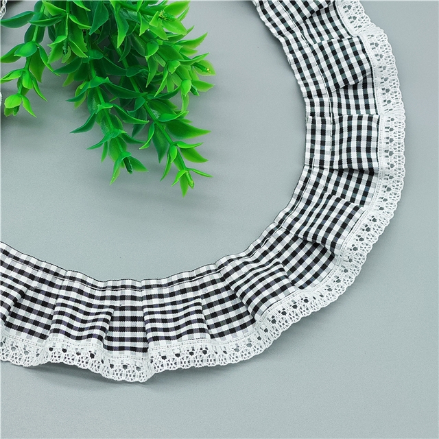 polyester plaid pleated lace