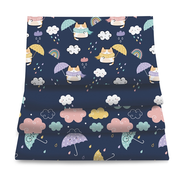 polyester cotton clouds raindrops series polyester cotton fabric set (4 pcs/set)