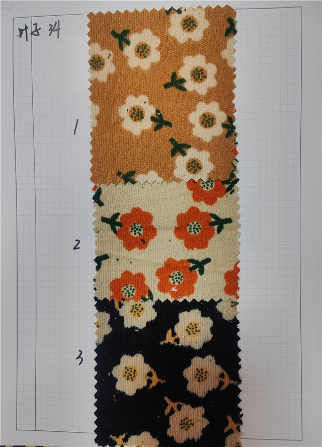 flower printed corduroy fabric