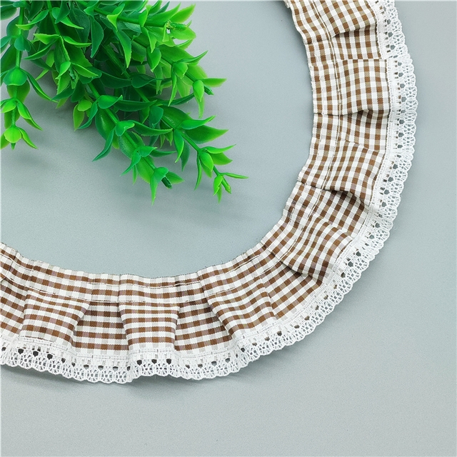 polyester plaid pleated lace