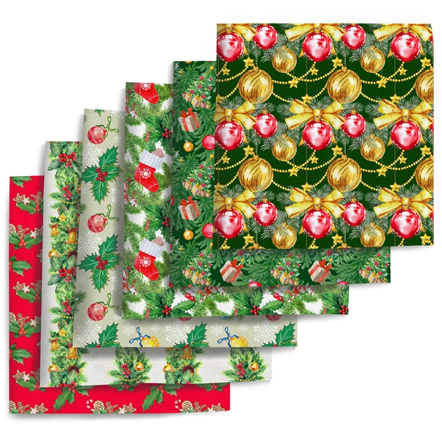 polyester cotton christmas series polyester cotton fabric set (6 pcs/set)