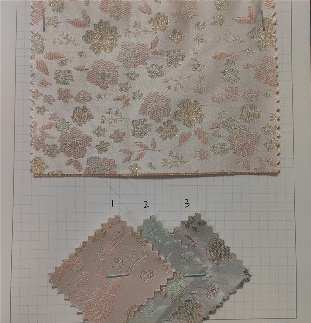 leaves flowers gold and silver silk jacquard fabric