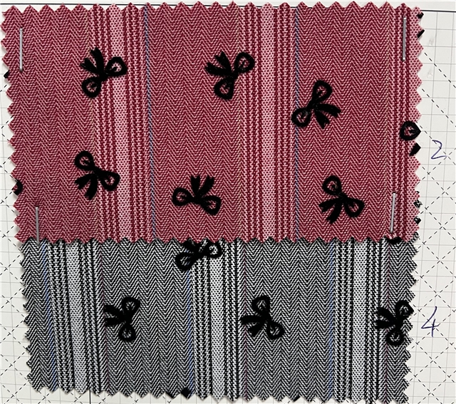velvet flocking bow striped yarn dyed fabric