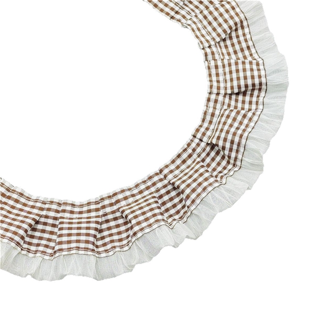 polyester plaid pleated lace